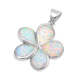 White Fire Opal Plumeria .925 Sterling Silver Pendant