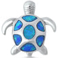 Blue Opal Spots Turtle .925 Sterling Silver Pendant
