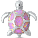 Pink Opal Spots Turtle .925 Sterling Silver Pendant