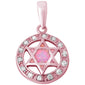 <span>CLOSEOUT! </span>Rose Gold Plated Pink Opal & Cz Star Of David  .925 Sterling Silver Pendant