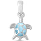 Natural Larimar Turtle .925 Sterling Silver Pendant