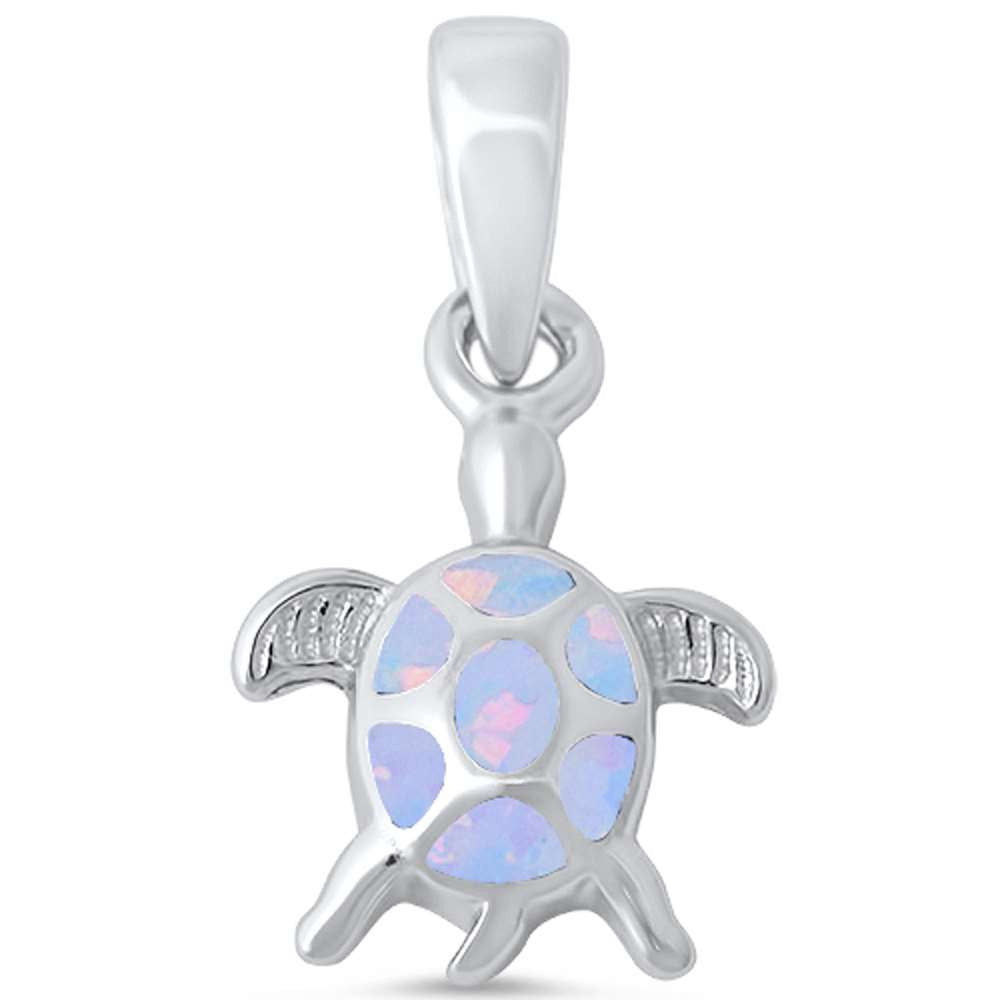 White Opal Turtle .925 Sterling Silver Pendant