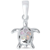 <span>CLOSEOUT! </span>White Opal Plumeria Turtle .925 Sterling Silver Pendant