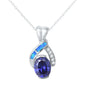 Tanzanite, Blue Opal & Cz .925 Sterling Silver Pendant