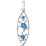 Blue Opal Turtle .925 Sterling Silver Pendant