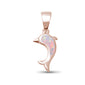 Rose Gold Plated White Opal Dolphin.925 Sterling Silver Pendant