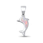 White Opal Dolphin .925 Sterling Silver Pendant