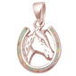 Rose Gold Plated Pink Opal Horse .925 Sterling Silver Pendant