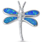 Blue Opal Dragonfly .925 Sterling Silver Pendant