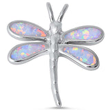 White Opal Dragonfly .925 Sterling Silver Pendant