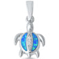 Blue Opal Turtle .925 Sterling Silver Pendant