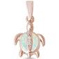 Rose Gold Plated White Opal Turtle & CZ .925 Sterling Silver Pendant