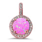 Halo Rose Gold Plated Lab Created Pink Opal & Cz .925 Sterling Silver Pendant