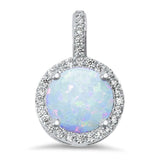 Halo White Opal & Cubic Zirconia .925 Sterling Silver Pendant