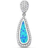 Blue Opal & Micro Pace Cz .925 Sterling Silver Pendant
