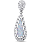 White Opal & Micro Pave Cz  .925 Sterling Silver Pendant