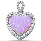 <span>¡LIQUIDACIÓN! </span>Colgante de Plata Esterlina .925 con Dije de Corazón de Ópalo de Fuego Rosa y Circonita Cúbica