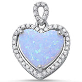 Colgante de plata de ley .925 con corazón de ópalo de fuego blanco y circonita cúbica