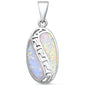 <span>CLOSEOUT! </span>White Opal Greek Key .925 Sterling Silver Pendant