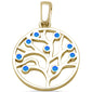 Yellow gold Plated Blue Opal Tree of Life .925 Sterling Silver Pendant