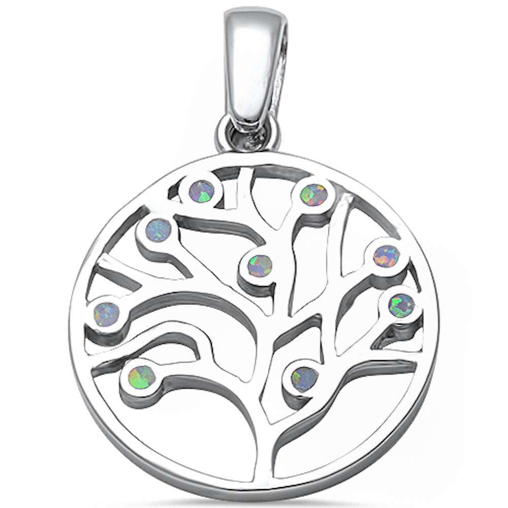 White Opal Tree of Life .925 Sterling Silver Pendant