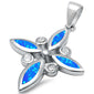 <span>CLOSEOUT! </span>Lab Created Blue Opal & Cz Cross .925 Sterling Silver Pendant