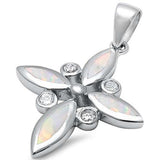 <span>CLOSEOUT! </span>White Opal & Cubic Zirconia Cross .925 Sterling Silver Pendant