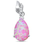 Pear Shape Pink Opal & Cz .925 Sterling Silver Pendant