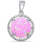 Halo Pink Fire Opal & Cubic Zirconia .925 Sterling Silver Pendant