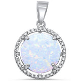 Halo White Opal & Cz .925 Sterling Silver Pendant