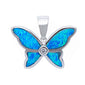 Blue Opal & Cubic Zirconia Butterfly .925 Sterling Silver Pendant
