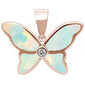 Rose Gold Plated White Opal & Cubic Zirconia Butterfly .925 Sterling Silver Pendant