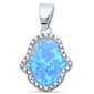 Blue Opal & Cz Hamsa .925 Sterling Silver Pendant