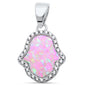 Pink Opal & Cz Hamsa .925 Sterling Silver Pendant