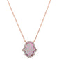 Rose Gold Plated Pink Opal Hamsa .925 Sterling Silver Pendant Necklace