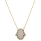 Yellow Gold Plated White Opal  .925 Sterling Silver Pendant Necklace