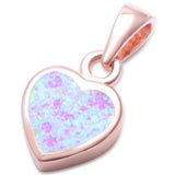 Rose Gold Plated Pink Opal Heart .925 Sterling Silver Pendant