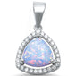<span>CLOSEOUT! </span>Trillion Shape White Opal & Cubic Zirconia .925 Sterling Silver Pendant