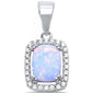 <span>CLOSEOUT!</span>Radiant Shape White Opal & Cubic Zirconia .925 Sterling Silver Pendant