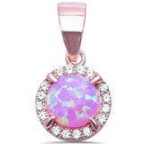 Round Rose Gold Plated Pink Opal .925 Sterling Silver Pendant