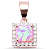 Rose Gold Plated Pink Opal & Cubic Zirconia .925 Sterling Silver Pendant