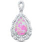 Pear Shape Lab Created Pink Opal & Cubic Zirconia .925 Sterling Silver Pendant