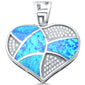 <span>CLOSEOUT!</span> Blue Opal with CZ Heart Shape .925 Sterling Silver Pendant