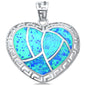<span>CLOSEOUT!</span> Blue Opal Heart Shape  .925 Sterling Silver Pendant