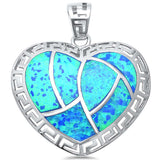 Blue Opal Heart Shape  .925 Sterling Silver Pendant