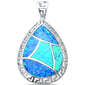<span>CLOSEOUT!</span>Blue Opal Pear TearDrop .925 Sterling Silver Pendant
