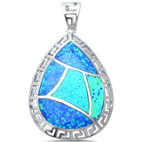 Blue Opal Pear TearDrop .925 Sterling Silver Pendant