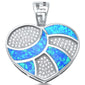<span>CLOSEOUT! </span>Elegant! Blue Opal & CZ Heart .925 Sterling Silver Pendant