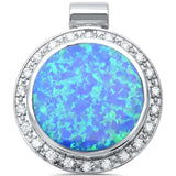 Blue Opal CZ Slide .925 Sterling Silver Pendant