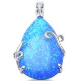 Blue Opal TearDrop .925 Sterling Silver Pendant